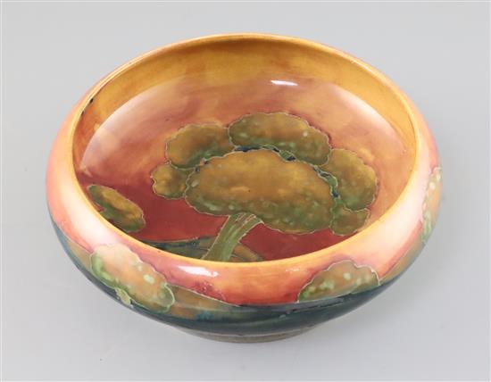 A Moorcroft Eventide and Tudric pewter mounted bowl, c.1923, diameter 22cm
